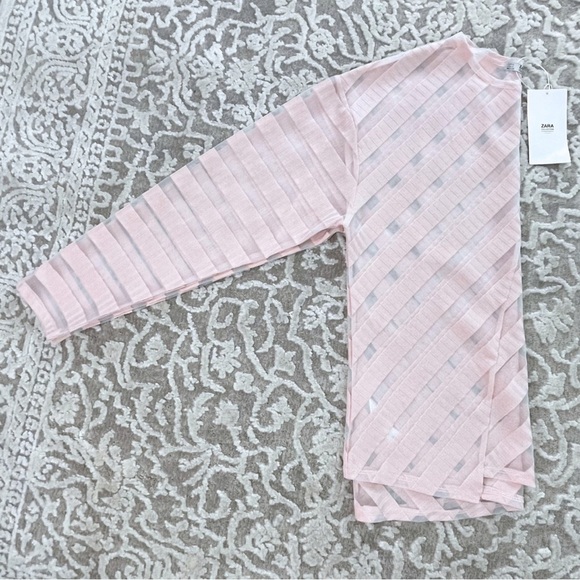 NWT Zara Collection Tonal Stripe Sheer Top - Picture 12 of 16